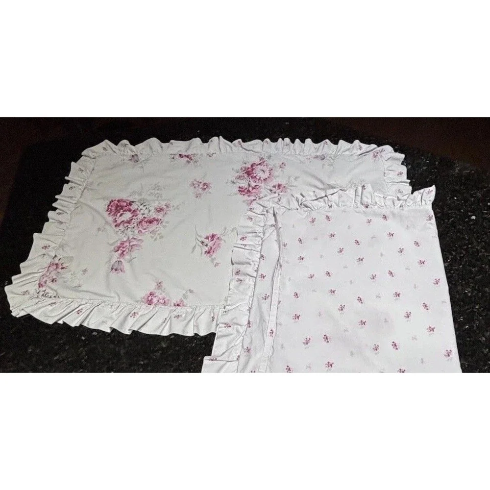 (2) Simply Shabby Chic Floral King Pillow Shams Ruffle RACHEL  ASHWELL Cottage